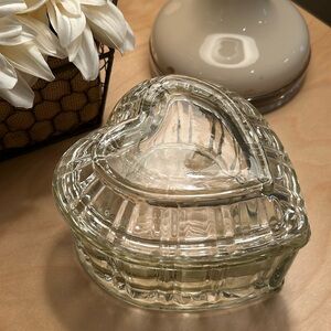 Beautiful Vintage Glass Heart Shaped Candy Dish